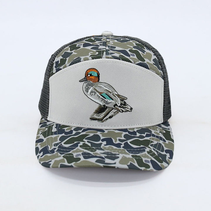 Green Wing 7-Panel Retro Camo Hat