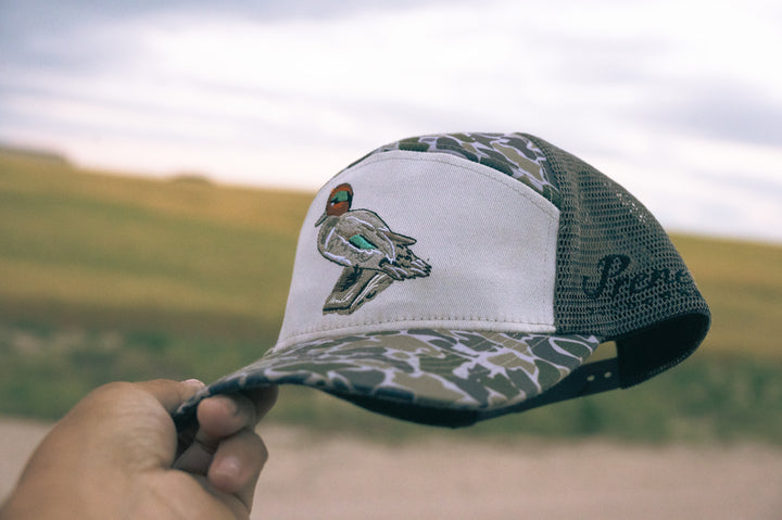 Green Wing 7-Panel Retro Camo Hat